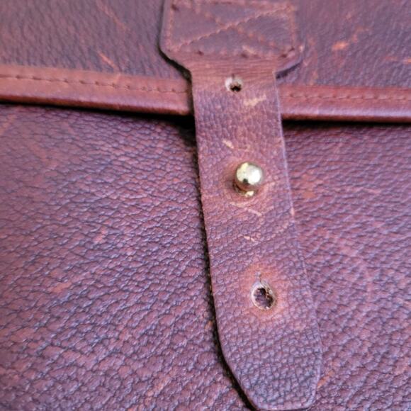 ORVIS Bullhide Brown Thick Leather Bag Vintage Portfolio Briefcase Weekend - Picture 5 of 15